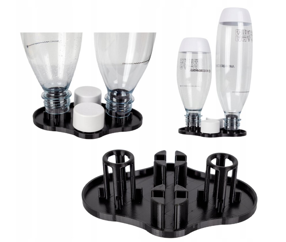 OCIEKACZ do butelek SODASTREAM na 2 dwie butelki UCHWYT kolor czarny.png